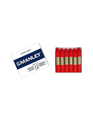 CERA MANLEY UNICOLOR ROJO. CAJA 12 UNIDADES