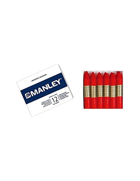 CERA MANLEY UNICOLOR ROJO. CAJA 12 UNIDADES