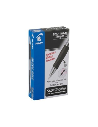 BOLIGRAFO PILOT SUPER GRIP NEGRO RETR.SUJECION CAUCHO BASE ACEITE