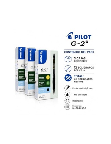 BOLIGRAFO PILOT G-2 NEGRO TINTA GEL RETR.-SUJECION CAUCHO