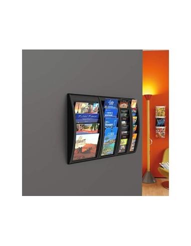 EXPOSITOR MURAL FAST DIN A4 NEGRO 5 CASILLAS 650X228X95 MM