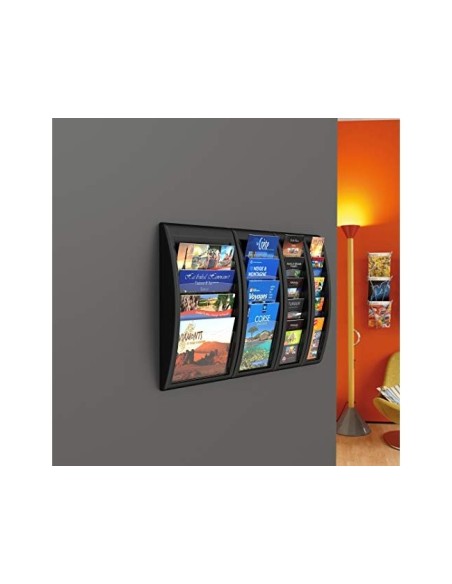 EXPOSITOR MURAL FAST DIN A4 NEGRO 5 CASILLAS 650X228X95 MM