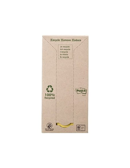 BLOC NOTAS ADH. POST-IT 76X76MM PAPEL RECICLADO 16UD. 100H. AM.