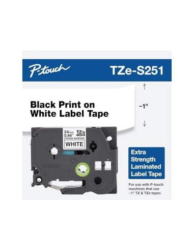 TZE-S251 CINTA BROTHER BL./NG. 24MMX8MT.SUPERADH.