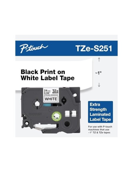 TZE-S251 CINTA BROTHER BL./NG. 24MMX8MT.SUPERADH.