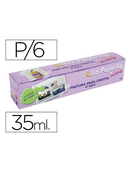 PINTURA LACA CRISTAL LA PAJARITA SET 6 COL.SURT. +PINCEL