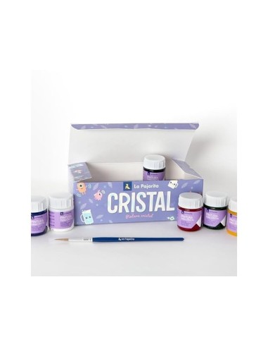 PINTURA LACA CRISTAL LA PAJARITA SET 6 COL.SURT. +PINCEL