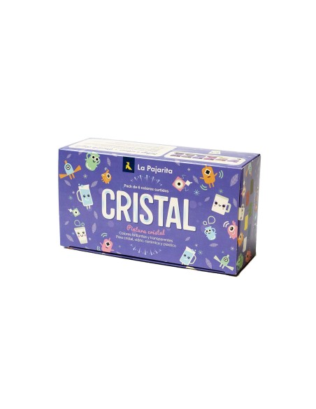 PINTURA LACA CRISTAL LA PAJARITA SET 6 COL.SURT. +PINCEL