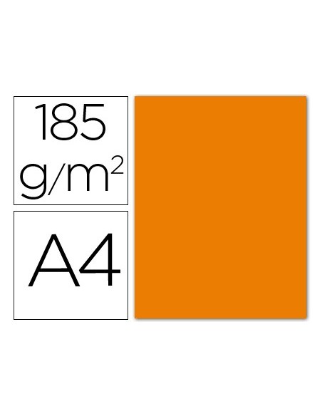 CARTULINA GUARRO DIN A4 NARANJA 185 GR PAQUETE 50 H 200040158