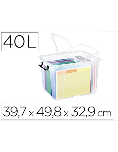 CONTENEDOR PLASTICO CEP 40L.397X498X329 MM TPTE.C/TAPA CIERRE HERM.