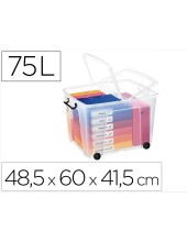 CONTENEDOR PLASTICO CEP 75L.485X600X415 MM TPTE.C/TAPA CIERRE HERM.4R