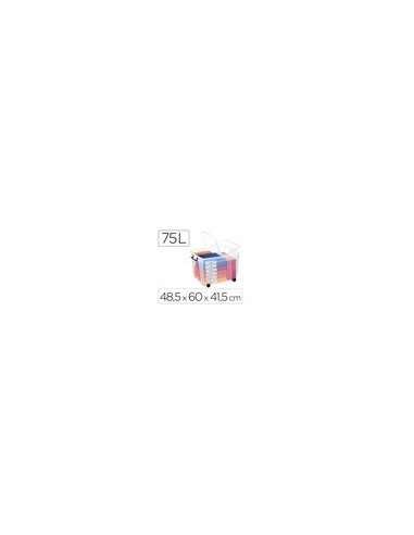 CONTENEDOR PLASTICO CEP 75L.485X600X415 MM TPTE.C/TAPA CIERRE HERM.4R