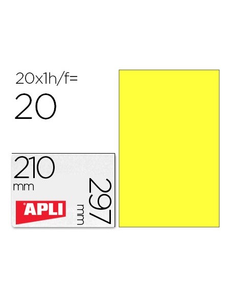 ETIQUETA ADH. APLI 02878 210X297MM AM. 20H.