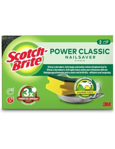 ESTROPAJO SALVAUÑAS SCOTCH BRITE FIBRA VERDE PAQUETE 3X2