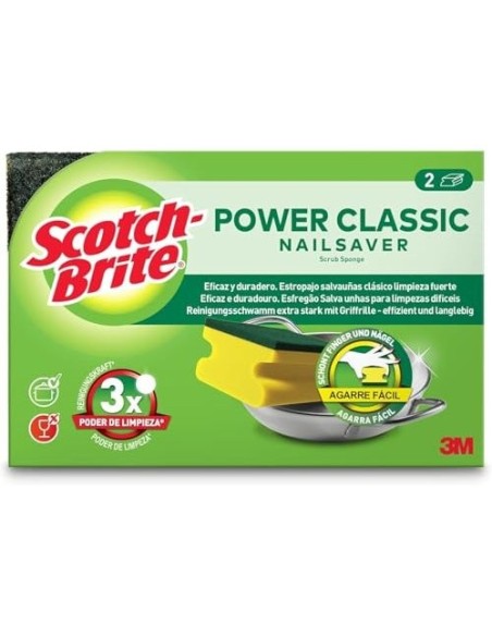 ESTROPAJO SALVAUÑAS SCOTCH BRITE FIBRA VERDE PAQUETE 3X2