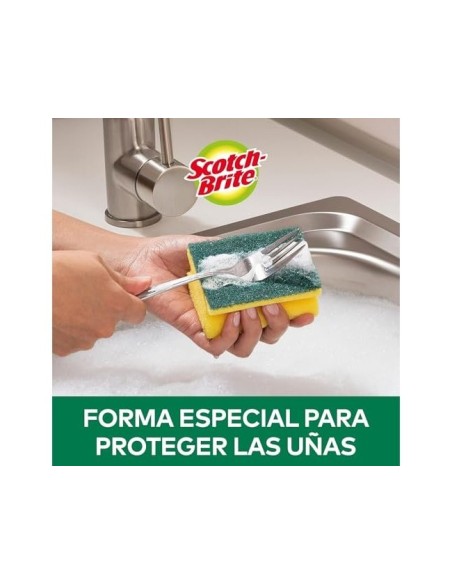 ESTROPAJO SALVAUÑAS SCOTCH BRITE FIBRA VERDE PAQUETE 3X2