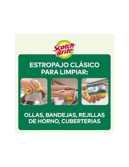 ESTROPAJO SALVAUÑAS SCOTCH BRITE FIBRA VERDE PAQUETE 3X2
