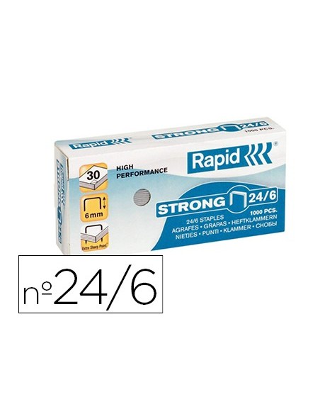 GRAPAS RAPID N 24/6 GALVANIZADAS STRONG CAJA DE 1000 GRAPAS