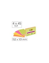 BLOC NOTAS ADH.POST-IT SUPER STICKY 149X98MM 4UD 45H. COL. SURT. 2