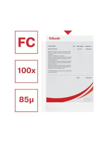 FUNDA MULTITALADRO ESSELTE FL.POLIPROPILENO 80 MC 16T PACK 100**71833