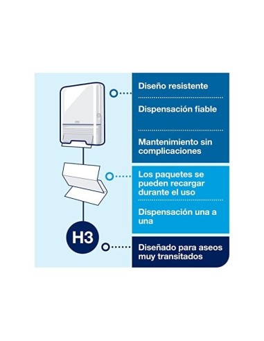 DISPENSADOR HIGIENICO TORK ELEVATION H3 TOALLITAS 33,3X43,9X13,6 CM