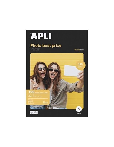 PAPEL FOTOGRAFICO APLI GLOSSY DIN A4 PACK DE 100 HOJAS 140 GR