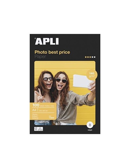 PAPEL FOTOGRAFICO APLI GLOSSY DIN A4 PACK DE 100 HOJAS 140 GR