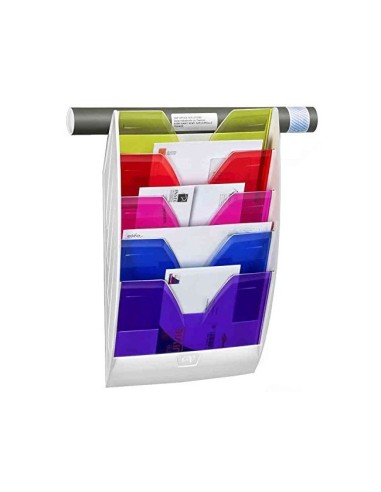 EXPOSITOR MURAL PARED 5 COMPARTIMENTOS TPTE.Y BLANCO 580X122X350M