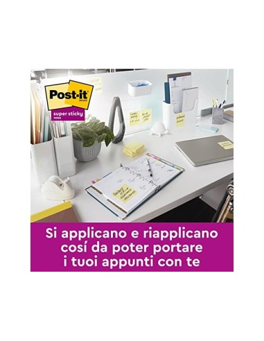BLOC NOTAS ADH.POST-IT SUPER STICKY 76X127MM 6UD. 100H. AM.CANARIO