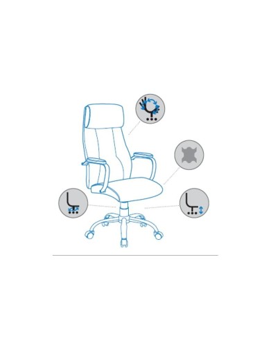 SILLA ROCADA DIRECCION SIMIL PIEL C/BRAZOS METALICOS SISTEMA BASCULAN