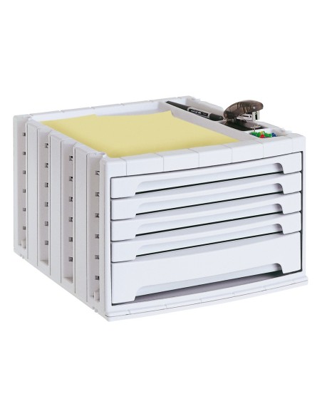 FICHERO CAJ. SOBREM.37X30,5X21,5 CM BANDEJA ORG.SUPERIOR 5 CAJ. GRIS