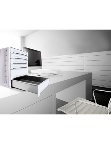 FICHERO CAJ. SOBREM.37X30,5X21,5 CM BANDEJA ORG.SUPERIOR 5 CAJ. GRIS