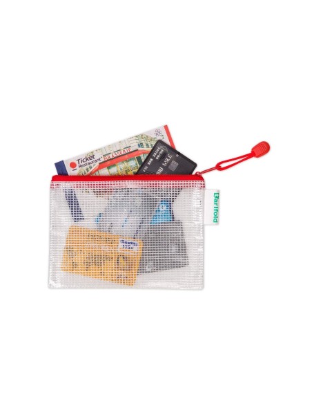 BOLSA MULTIUSOS TARIFOLD PVC A6 APERTURA SUP.PORTABOLIGRAFO CORREA AZ