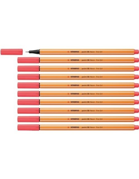 ROTULADOR STABILO PUNTA DE FIBRA POINT 88 ROJO NEON