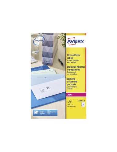 ETIQUETA ADH. AVERY L7551-25 38,1X21,2MM TPTE. 25H