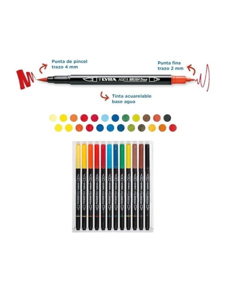 ROTULADOR LYRA AQUA BRUSH DUO CAJA 12 COL.