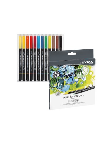 ROTULADOR LYRA AQUA BRUSH DUO CAJA 12 COL.