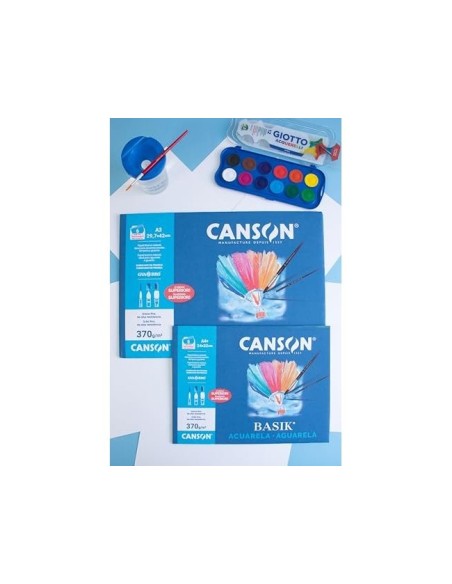 PAPEL ACUARELA BASIK CANSON DIN A3 370 GR PACK 6 H.