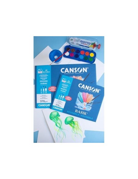 PAPEL ACUARELA BASIK CANSON DIN A3 370 GR PACK 6 H.