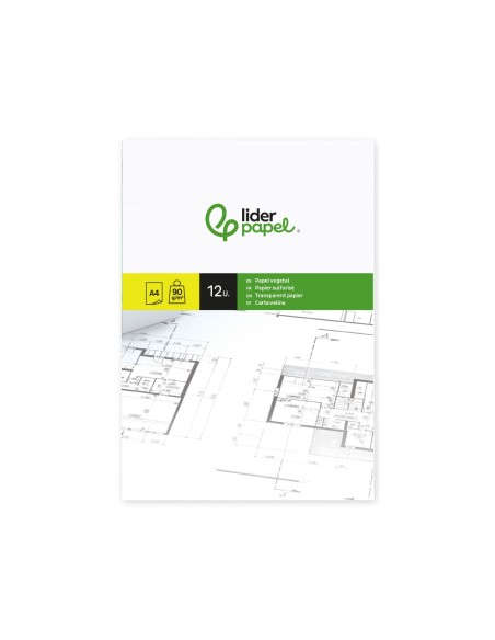 PAPEL DIBUJO LIDERPAPEL A4 210X297MM 90G/M2 VEGETAL SOBRE 12 HOJAS