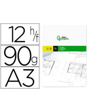 PAPEL DIBUJO LIDERPAPEL A3 297X420MM 90G/M2 VEGETAL SOBRE 12 HOJAS