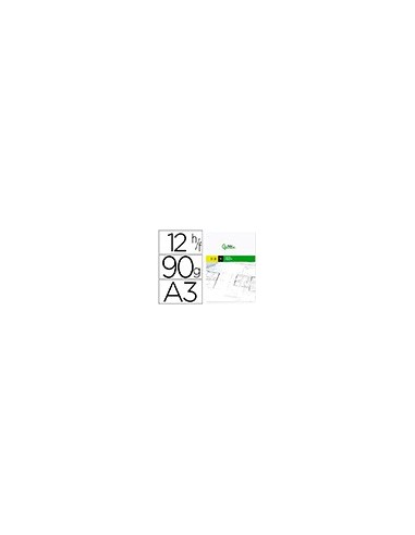 PAPEL DIBUJO LIDERPAPEL A3 297X420MM 90G/M2 VEGETAL SOBRE 12 HOJAS