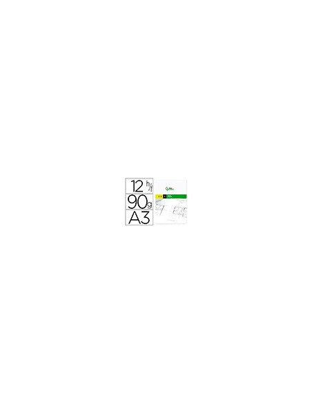 PAPEL DIBUJO LIDERPAPEL A3 297X420MM 90G/M2 VEGETAL SOBRE 12 HOJAS
