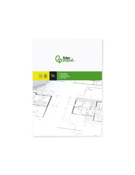 PAPEL DIBUJO LIDERPAPEL A3 297X420MM 90G/M2 VEGETAL SOBRE 12 HOJAS