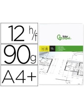 PAPEL DIBUJO LIDERPAPEL A4+ 320X240MM 90G/M2 VEGETAL SOBRE 12 HOJAS