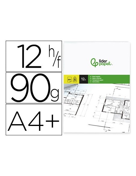 PAPEL DIBUJO LIDERPAPEL A4+ 320X240MM 90G/M2 VEGETAL SOBRE 12 HOJAS