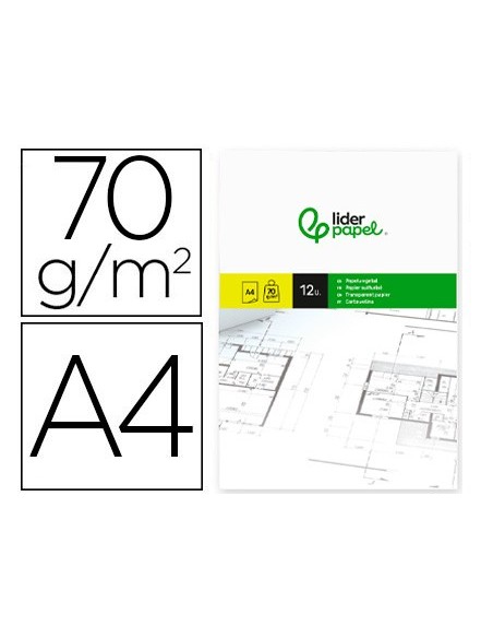 PAPEL DIBUJO LIDERPAPEL A4 210X297MM 70G/M2 VEGETAL SOBRE 12 HOJAS