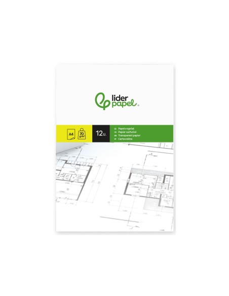 PAPEL DIBUJO LIDERPAPEL A4 210X297MM 70G/M2 VEGETAL SOBRE 12 HOJAS