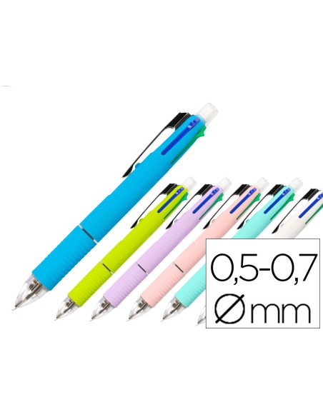 BOLIGRAFO LIDERPAPEL 5 EN 1 AZ. NG. ROJO VERDE 0,7M PORTAMINAS 0,5MM