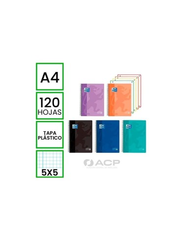 CUADERNO ESP. OXFORD OPTIK A4 T.PLASTICO MICRO 5MM 120H, ROSA